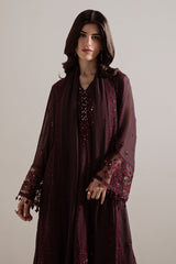 VELVET DUSK-4PC CHIFFON EMBROIDERED SUIT