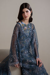 INDIGO SPARK-4PC ORGANZA EMBROIDERED SUIT
