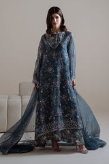 INDIGO SPARK-4PC ORGANZA EMBROIDERED SUIT