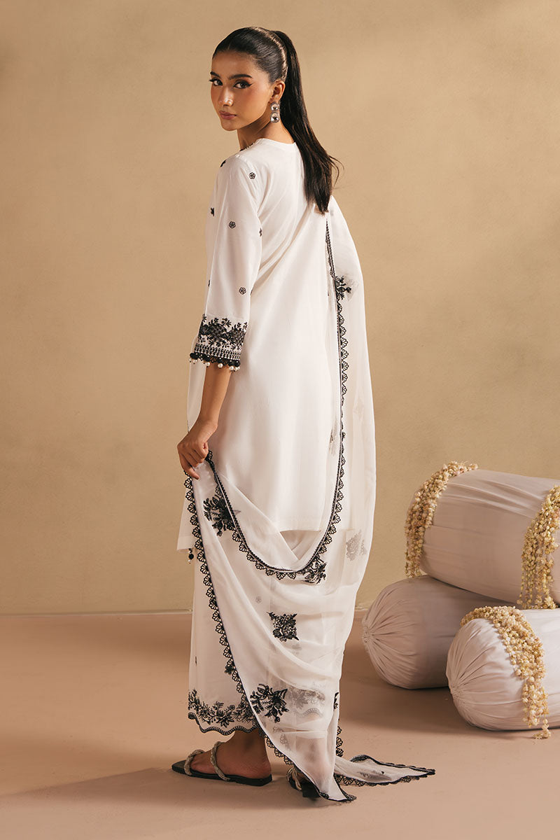 Monochrome Bliss 3-Pc Embroidered Lawn Suit