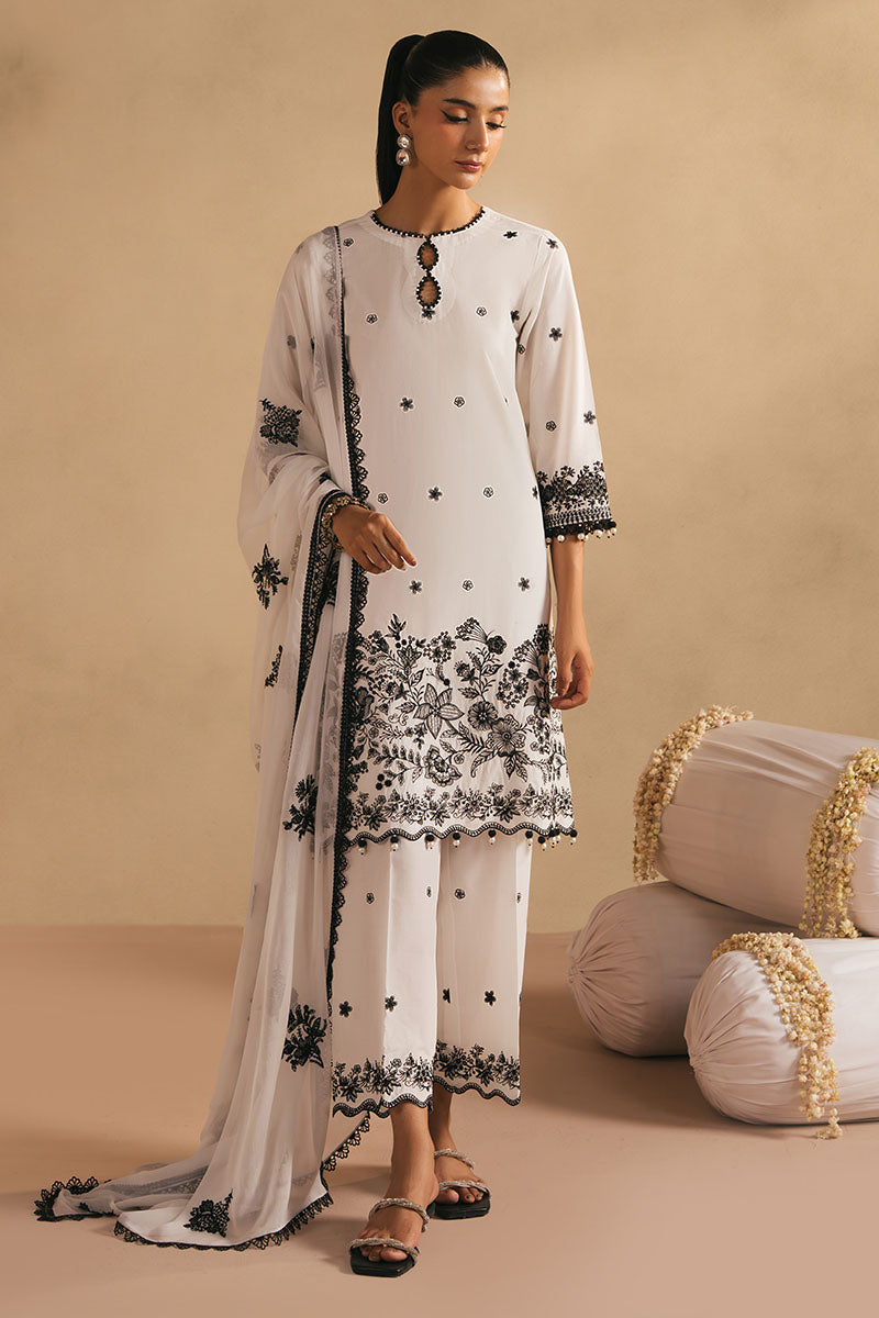Monochrome Bliss 3-Pc Embroidered Lawn Suit