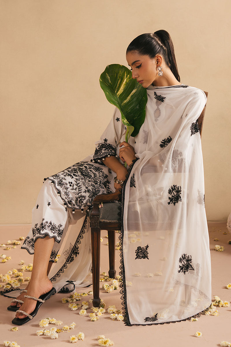 Monochrome Bliss 3-Pc Embroidered Lawn Suit