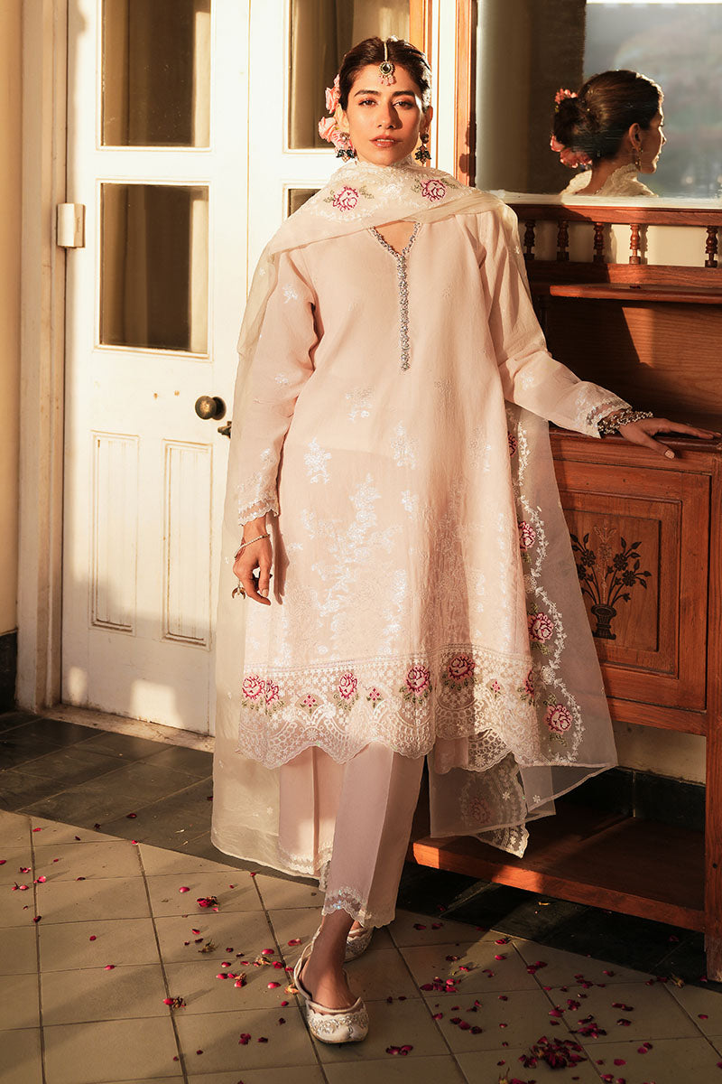 Pale Pink 3-Pc Embroidered Jacquard Suit