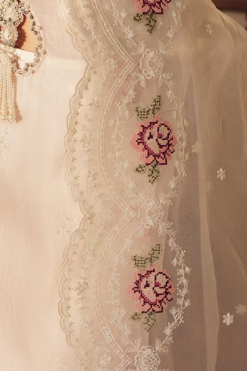 Pale Pink 3-Pc Embroidered Jacquard Suit