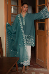 TEAL DREAM- 3PC EMBROIDERED LAWN SUIT
