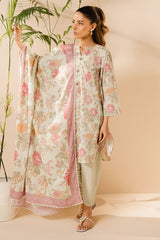 MINTY BLOOM-3PC (SHIRT, TROUSER & DUPATTA)