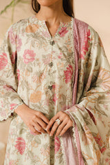 MINTY BLOOM-3PC (SHIRT, TROUSER & DUPATTA)