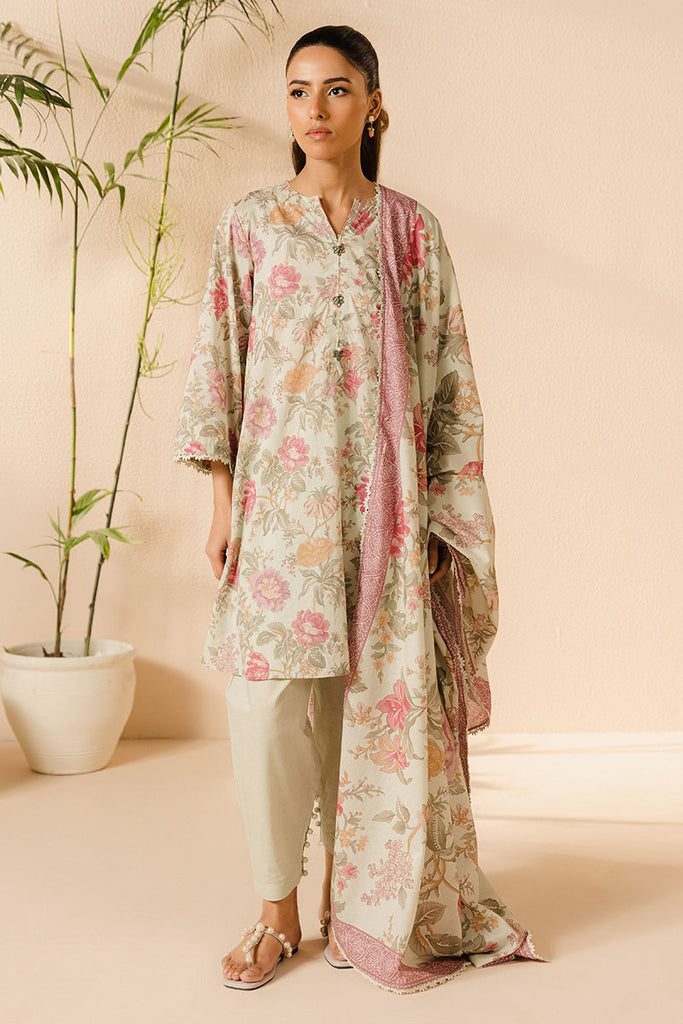 MINTY BLOOM-3PC (SHIRT, TROUSER & DUPATTA)