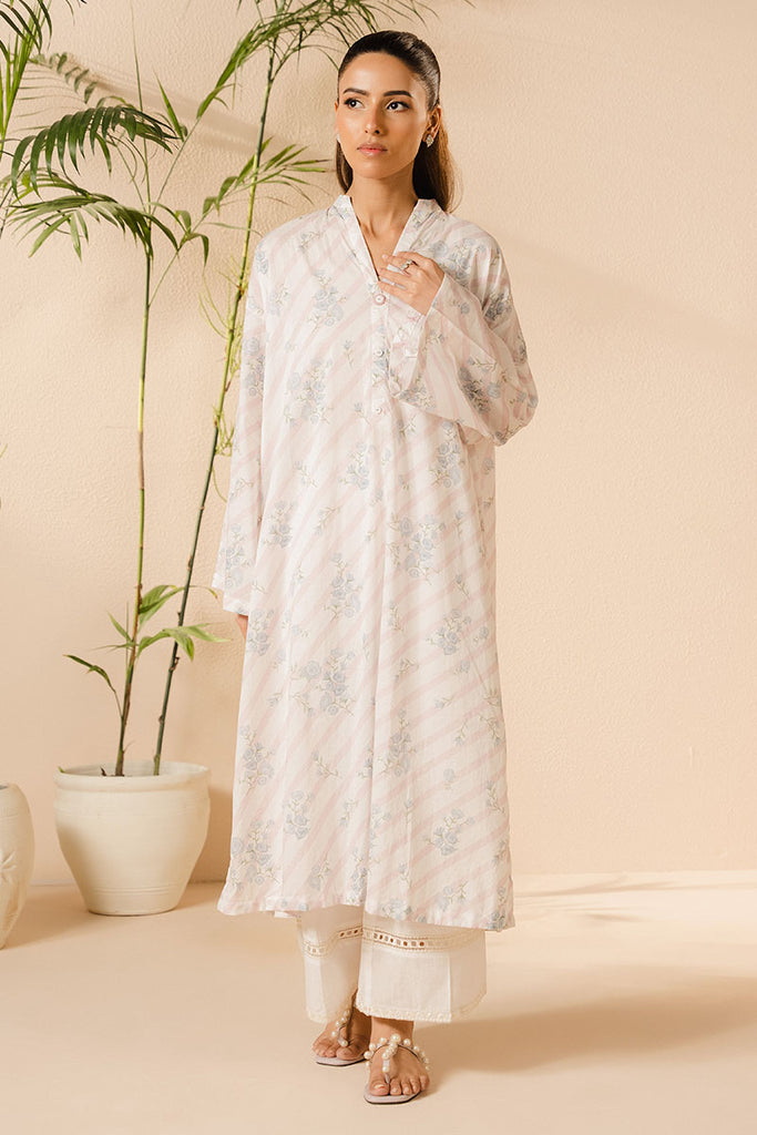 CELESTIAL WHITE PRINTED LAWN SHIRT