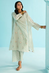 MINT FLORA-3PC (SHIRT, TROUSER & DUPATTA)