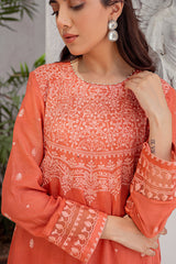 SUBUED PEACH EMBROIDERED SHIRT