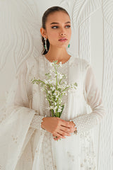 IVORY GLINT-4PC CHIFFON EMBROIDERED SUIT