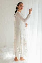 IVORY GLINT-4PC CHIFFON EMBROIDERED SUIT