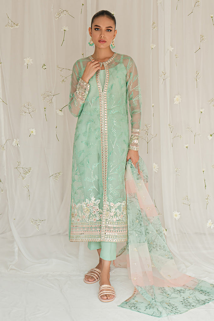 VERDANT STONE-4PC ORGANZA EMBROIDERED SUIT