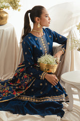 FESTAL BLUE-3PC SILK EMBROIDERED SUIT