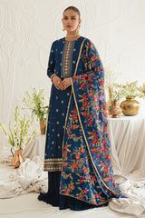 FESTAL BLUE-3PC SILK EMBROIDERED SUIT