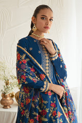 FESTAL BLUE-3PC SILK EMBROIDERED SUIT