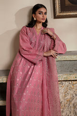 CORAL BOUGUET-3PC CHIKANKARI LAWN SUIT