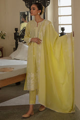 CLOVER LIME-3PC CHIKANKARI LAWN SUIT