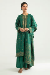 DUSKY RADIANCE-A-3PC COTTON JACQUARD SUIT