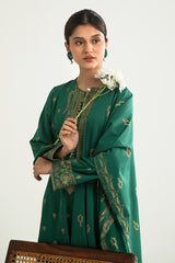 DUSKY RADIANCE-A-3PC COTTON JACQUARD SUIT