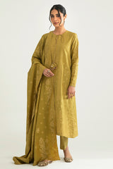 ETHNIC ERA-B-3PC COTTON JACQUARD SUIT