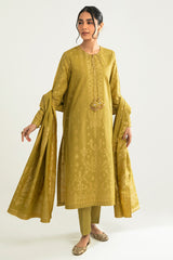 ETHNIC ERA-B-3PC COTTON JACQUARD SUIT