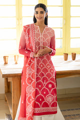 SCALLOPED FLOW-3PC EMBROIDERED LAWN SUIT