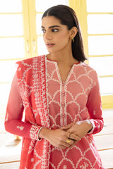 SCALLOPED FLOW-3PC EMBROIDERED LAWN SUIT