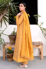 MUSTARD ORIANE-3PC PASTE PRINTED LAWN SUIT