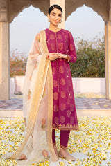 CRIMSON BLOOM-3PC COTTON JACQUARD SUIT