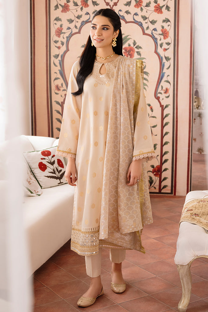 ROSE DUST-3PC COTTON JACQUARD SUIT