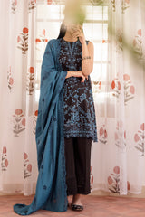 DARK ARCADE-3PC PRINTED LAWN SUIT