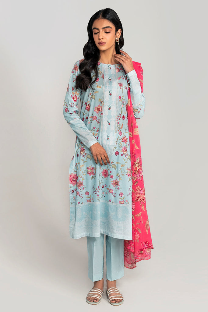 CERULEAN SKY-3PC PRINTED LAWN SUIT