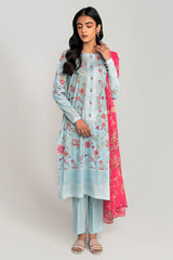 CERULEAN SKY-3PC PRINTED LAWN SUIT