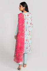 CERULEAN SKY-3PC PRINTED LAWN SUIT