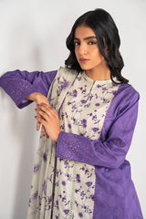 MAUVE HUE-3PC PRINTED LAWN SUIT