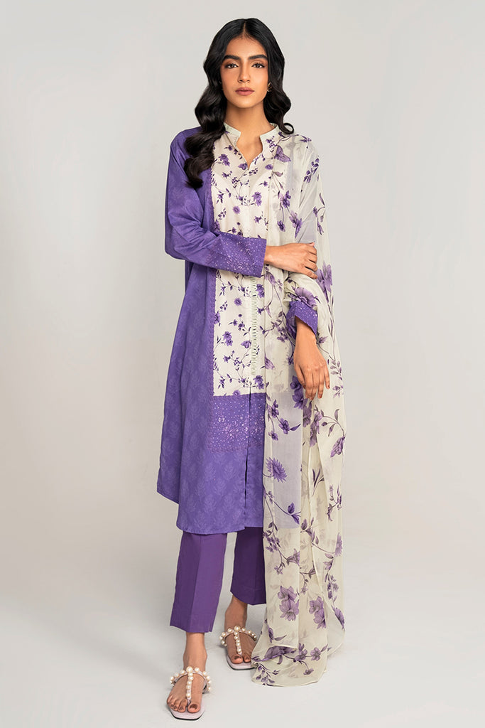 MAUVE HUE-3PC PRINTED LAWN SUIT