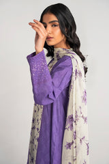 MAUVE HUE-3PC PRINTED LAWN SUIT