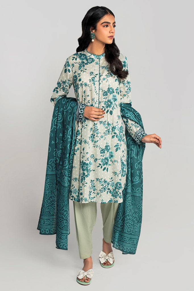 TAN ORCHID-3PC PRINTED LAWN SUIT