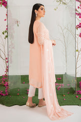 PEACH FLORET-2PC (SHIRT & DUPATTA)