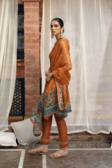 RUSSET FLORID-3PC (SHIRT, TROUSER & DUPATTA)