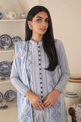 SILVER SHADOW EMBROIDERED SHIRT - 3PC (SHAWL)