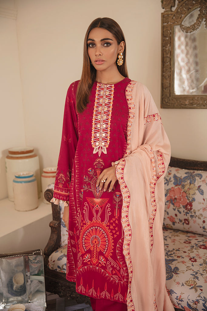 ROSY RADIANCE-3PC KHADDAR PRINTED SUIT