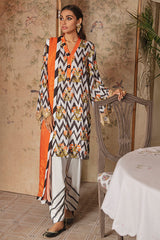 RUSSET TWILL-3PC LINEN EMBROIDERED SUIT