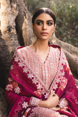 AMBROSIAL BLUSH-4PC EMBROIDERED ORGANZA SUIT