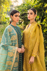 OLIVE FLORET-4PC EMBROIDERED SILK SUIT