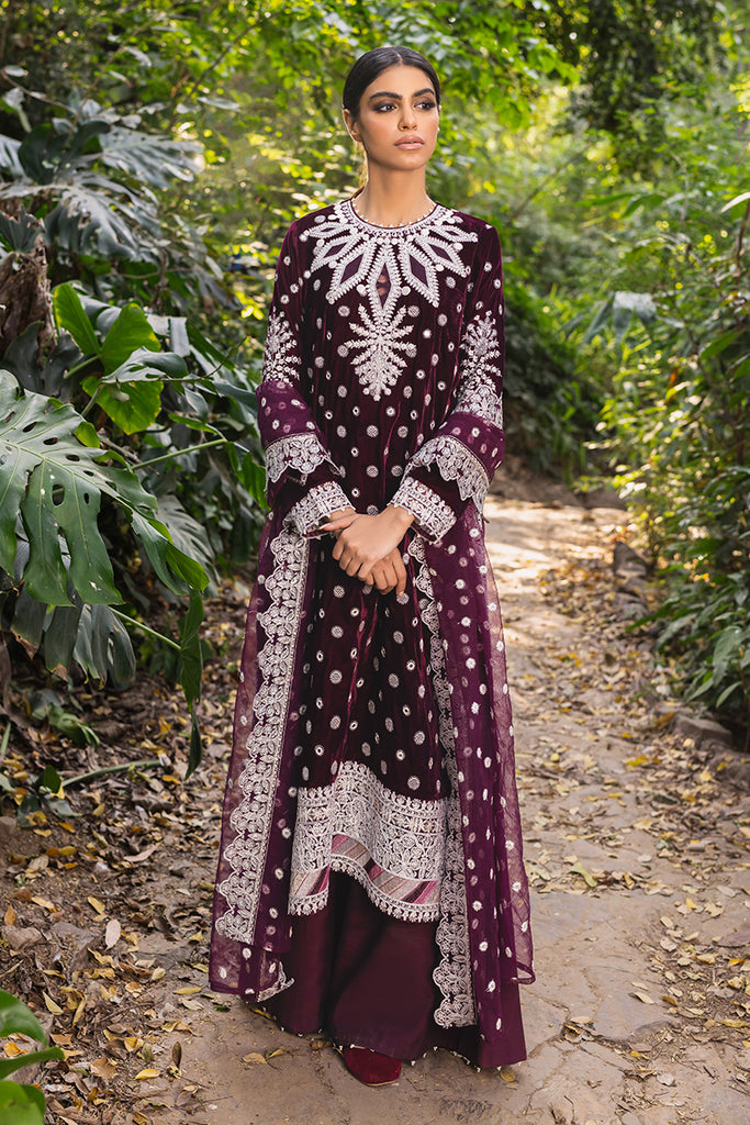 MULBERRY TALE-3PC EMBROIDERED VELVET SUIT