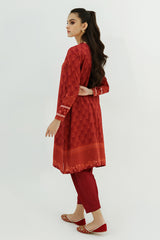 CARDINAL RED-2PC LINEN PRINTED SUIT