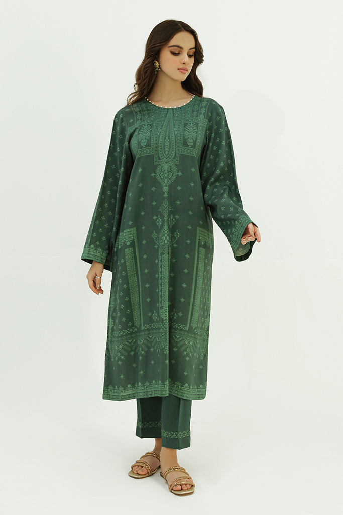 TEAL GLAM-2PC LINEN PRINTED SUIT